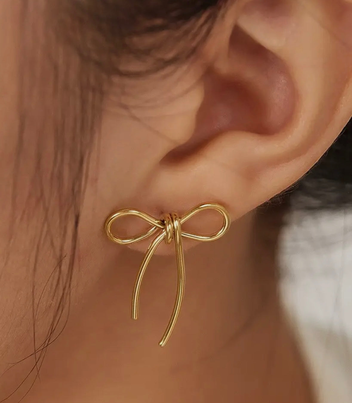 18K Tarnish Free Bow Earrings