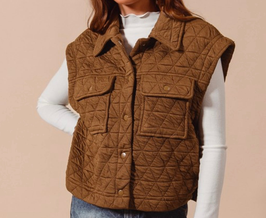 Quilted Button Up Vest