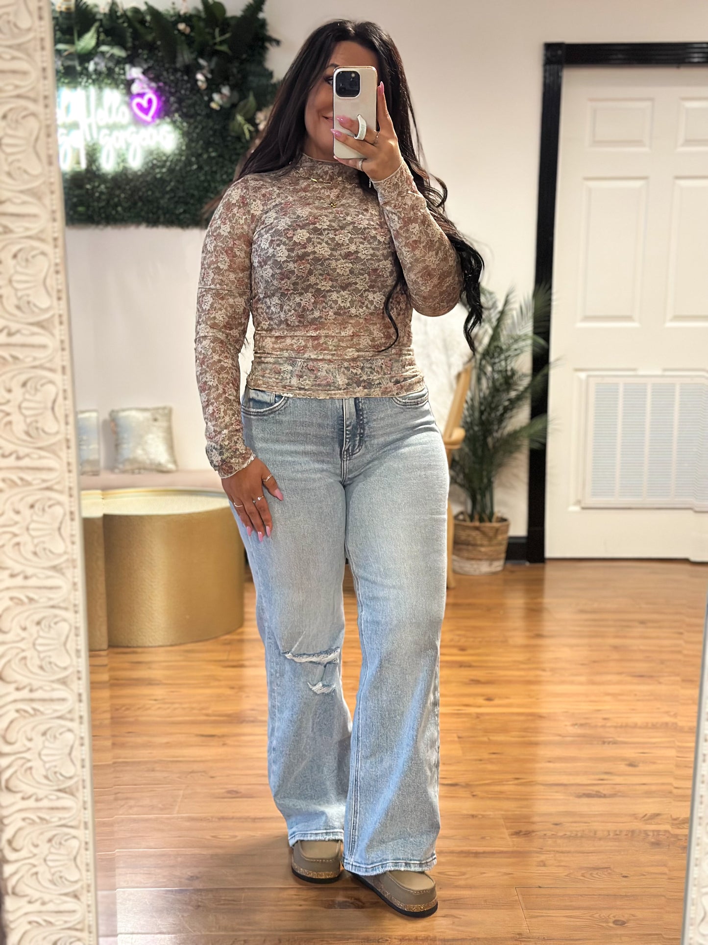 Floral Lace Sheer Top