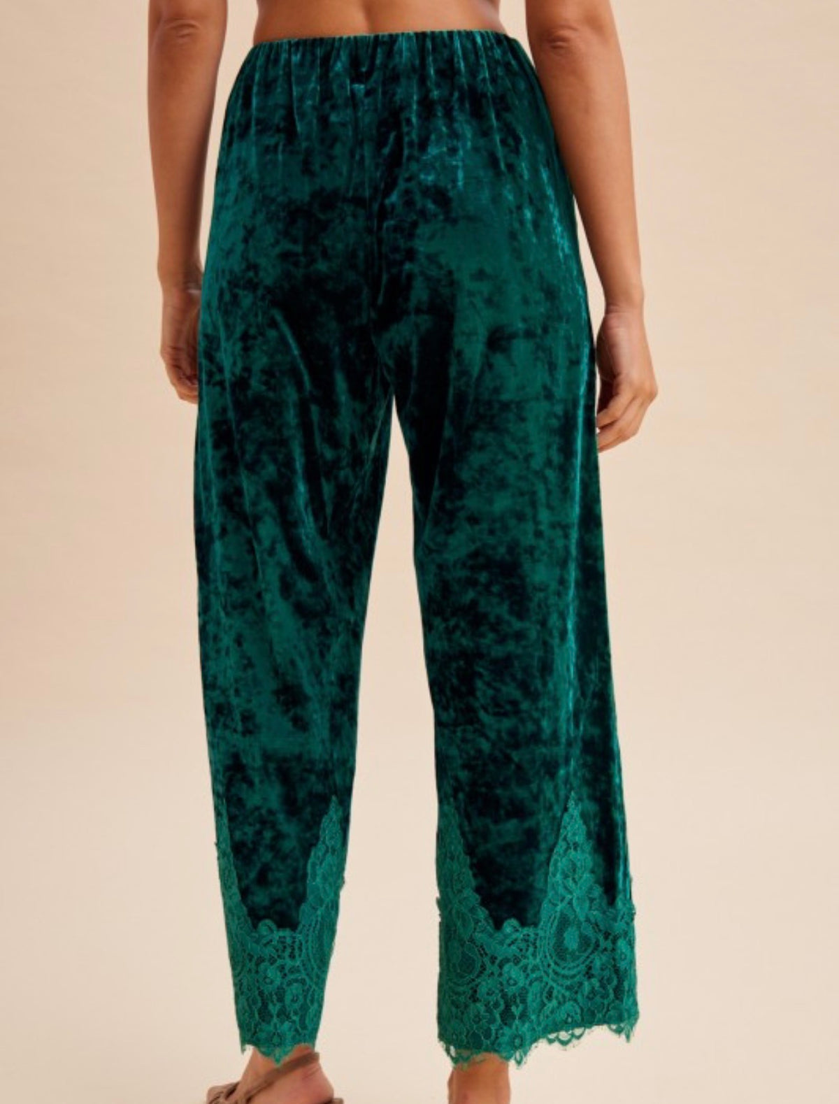 Lace Trim Velvet Pants