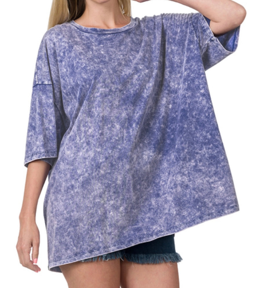 Right Now Acid Wash Boyfriend Tee, Berry