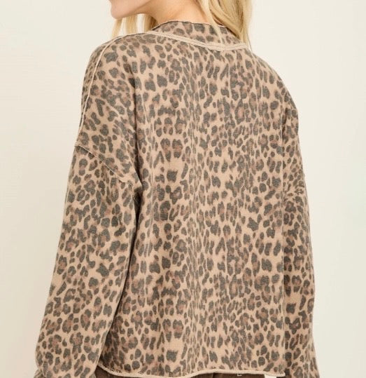 Jess Leopard Half Zip Pullover