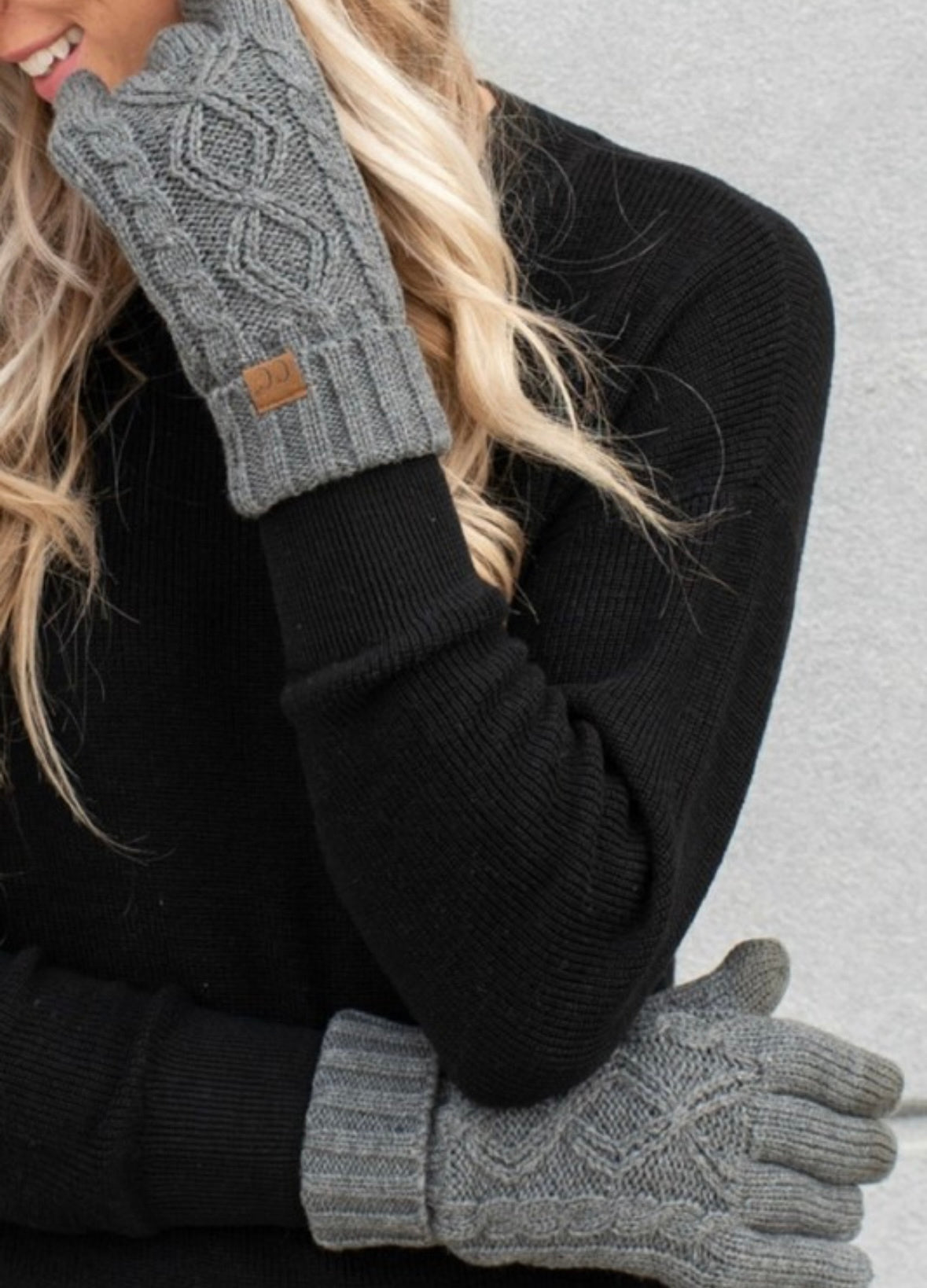 C.C Cable Knit Fleece Lined Gloves