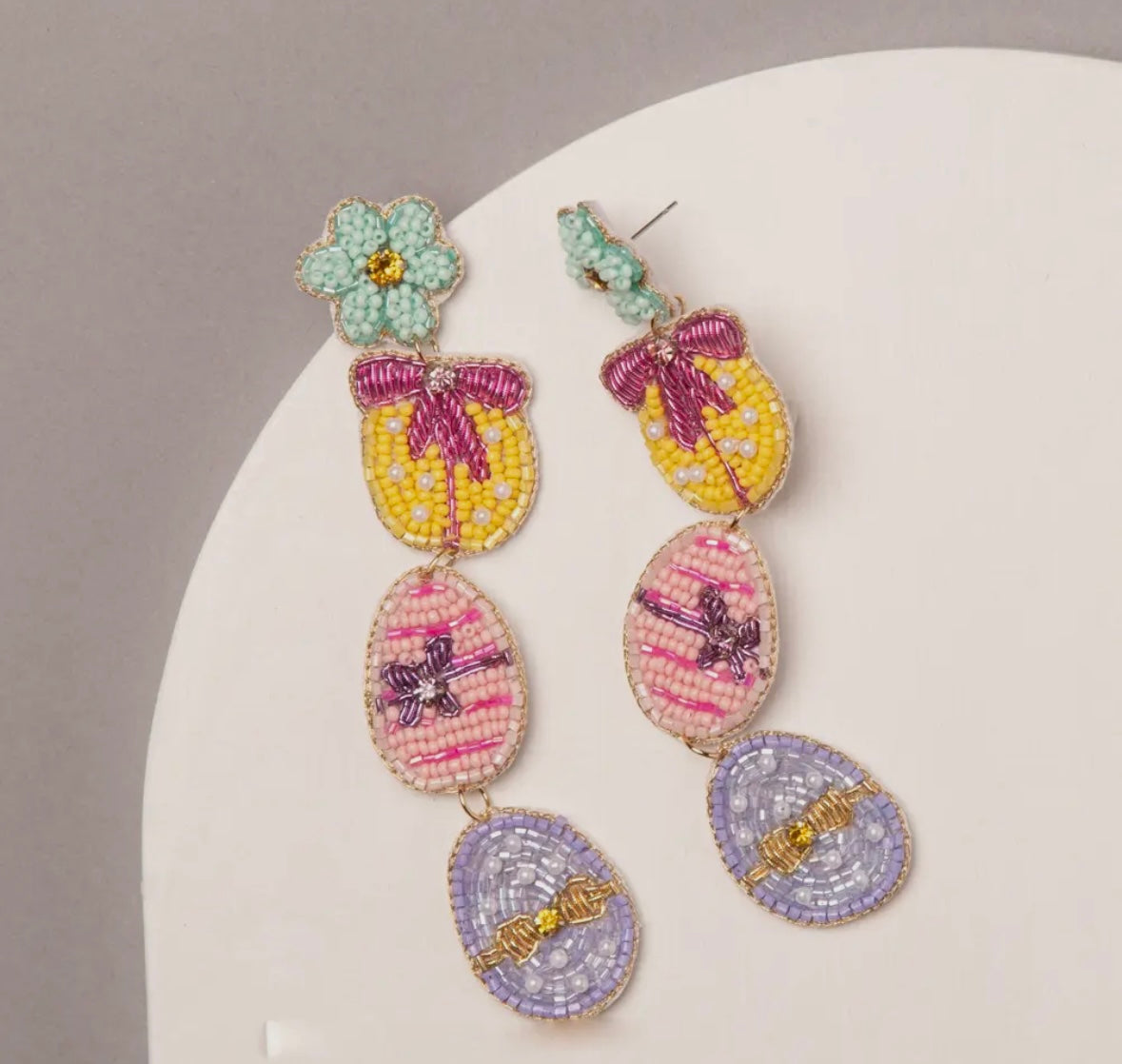 Beaded Easter Egg Dangle Earrings