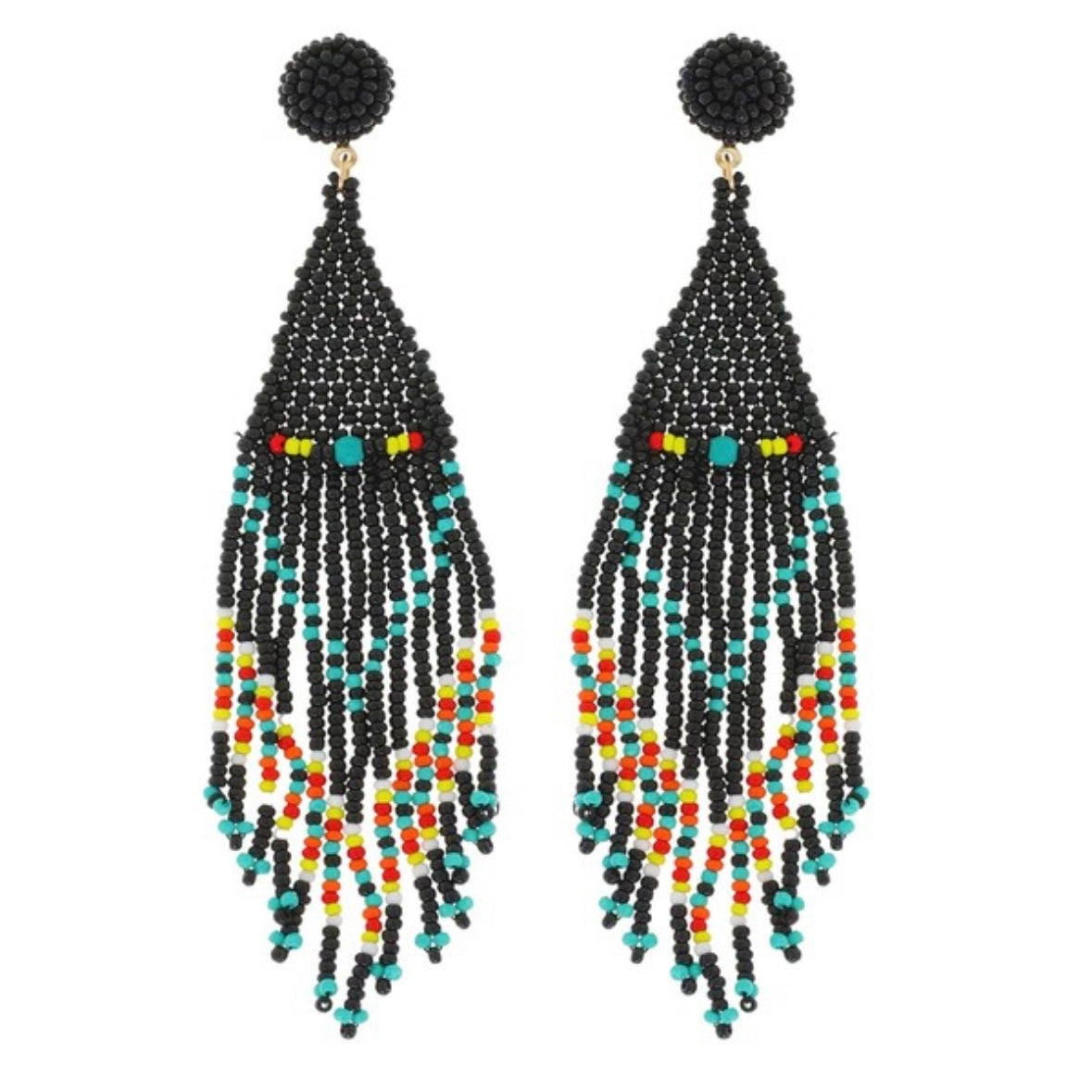 Tapered Beaded Tassel Earrings