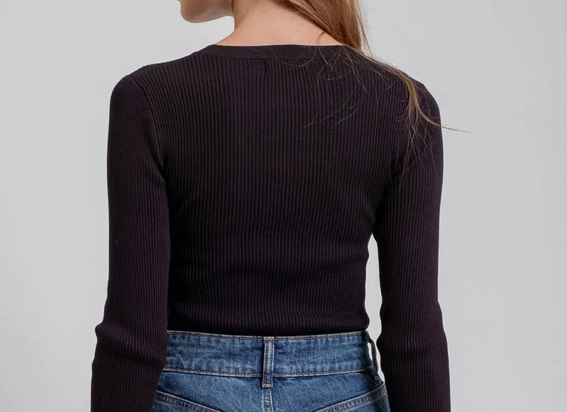 Cozy Layers Knit Sweater, Black