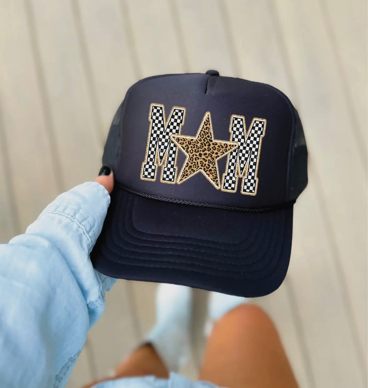 Checkered Mom Trucker Hat