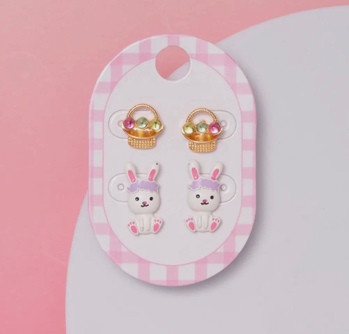 Easter Bunny & Basket Stud Earring Set