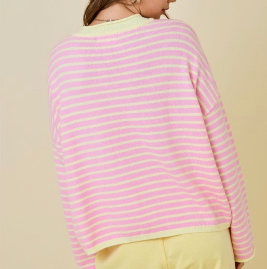 Sweet Life Striped Henley Knit Top