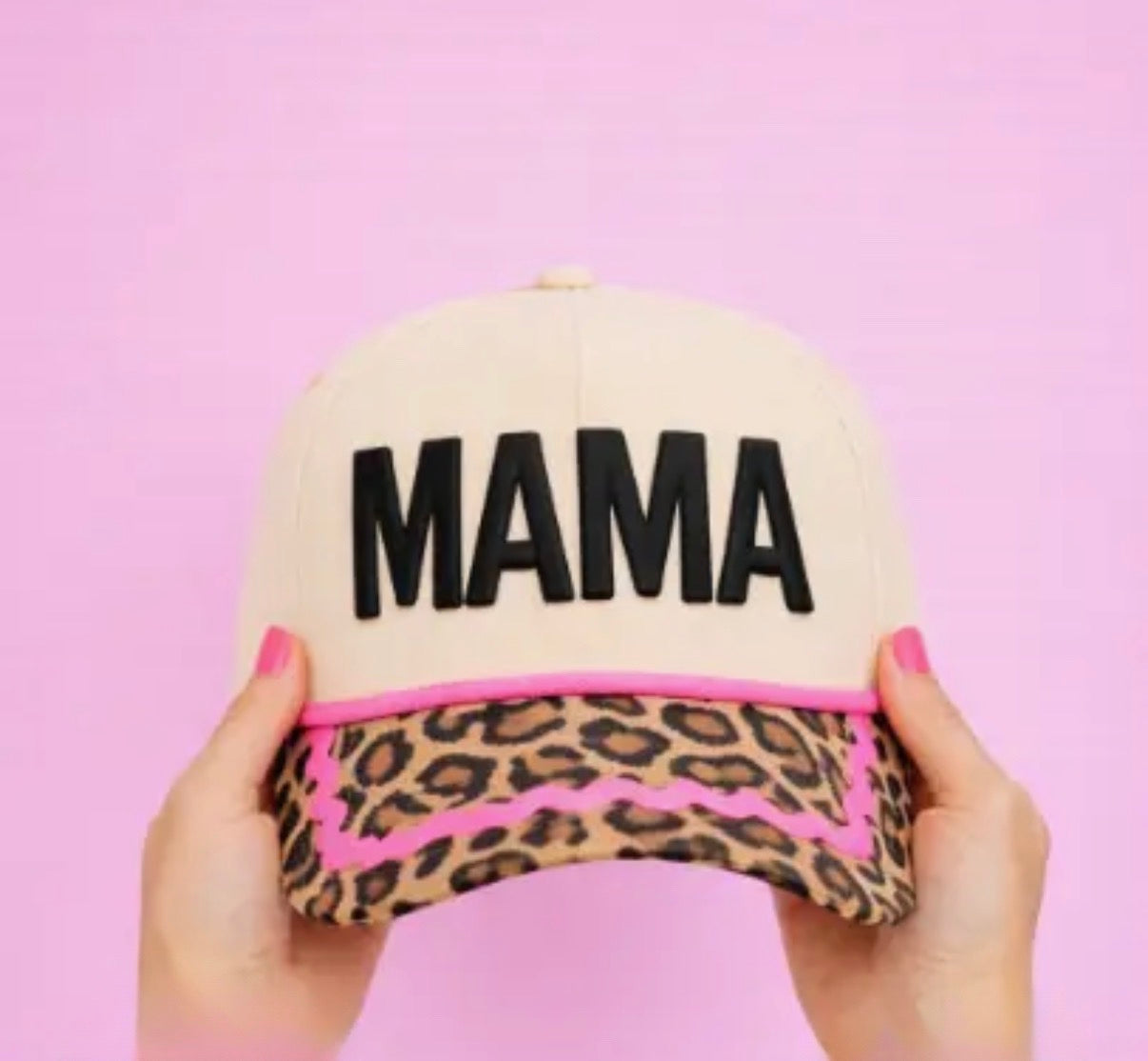 “Mama” Hat w/Leopard Bill
