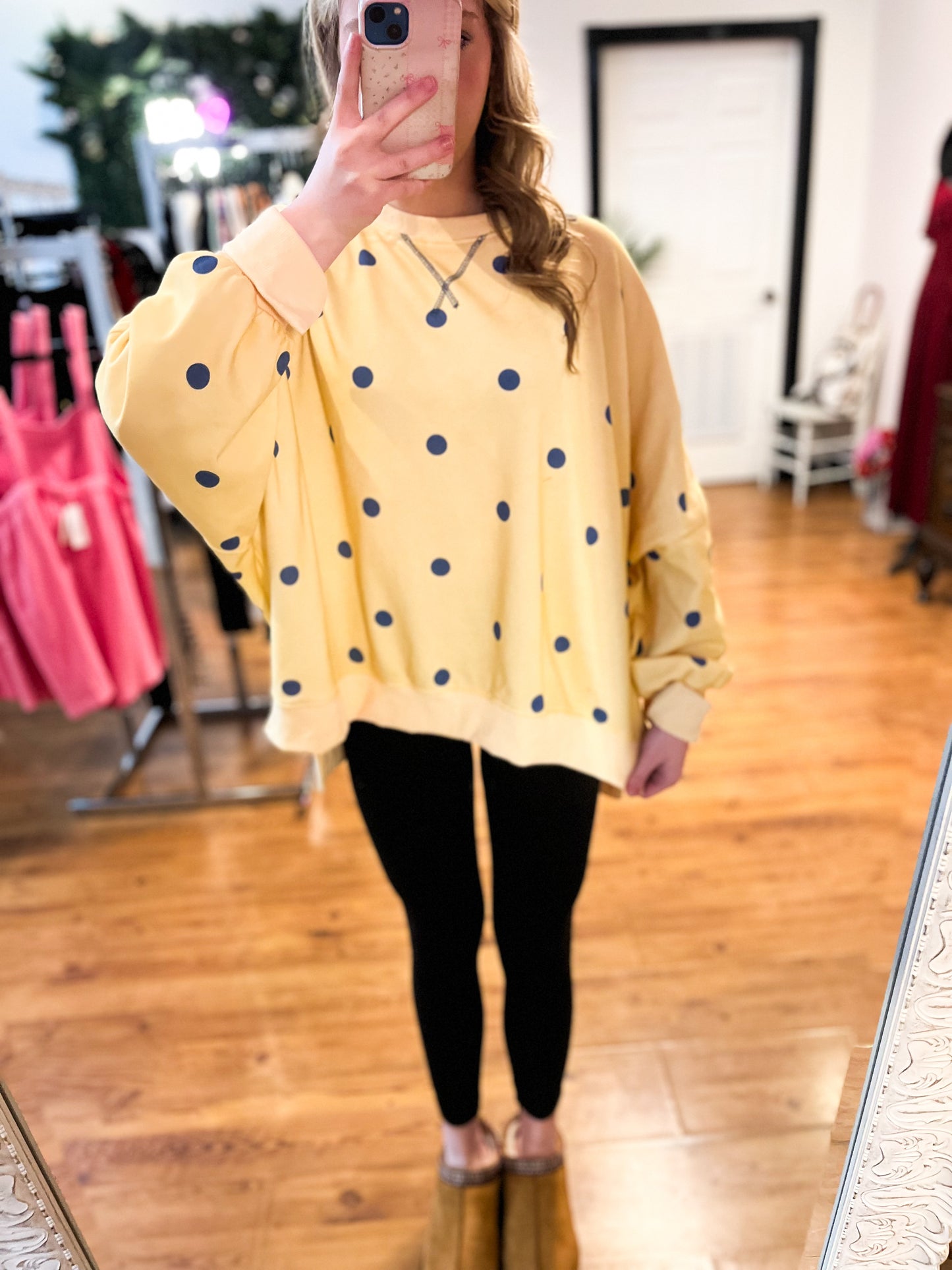 Whimsical Charm Polka Dot Sweatshirt
