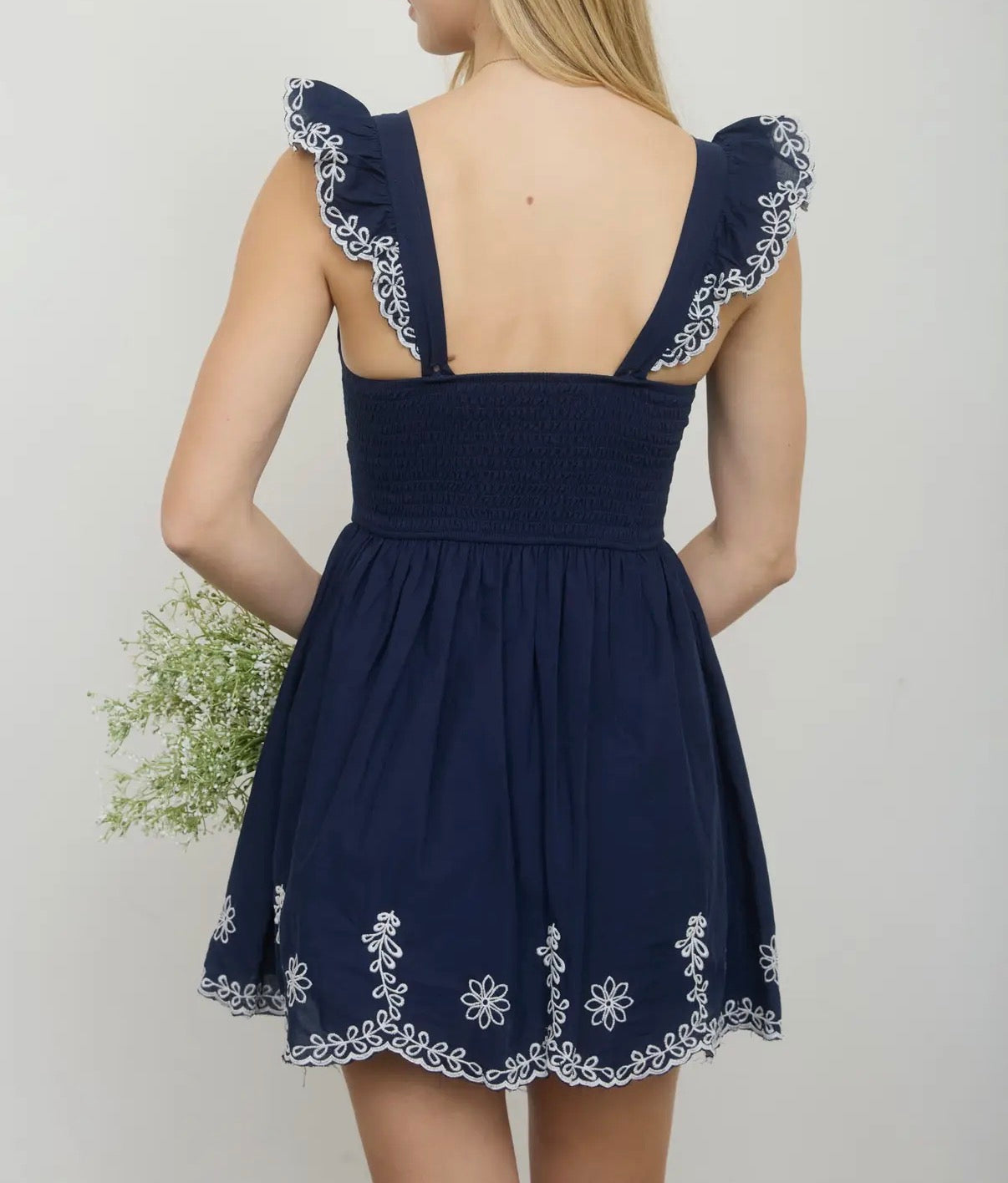 Cortney Scallop Embroidery Trim Dress