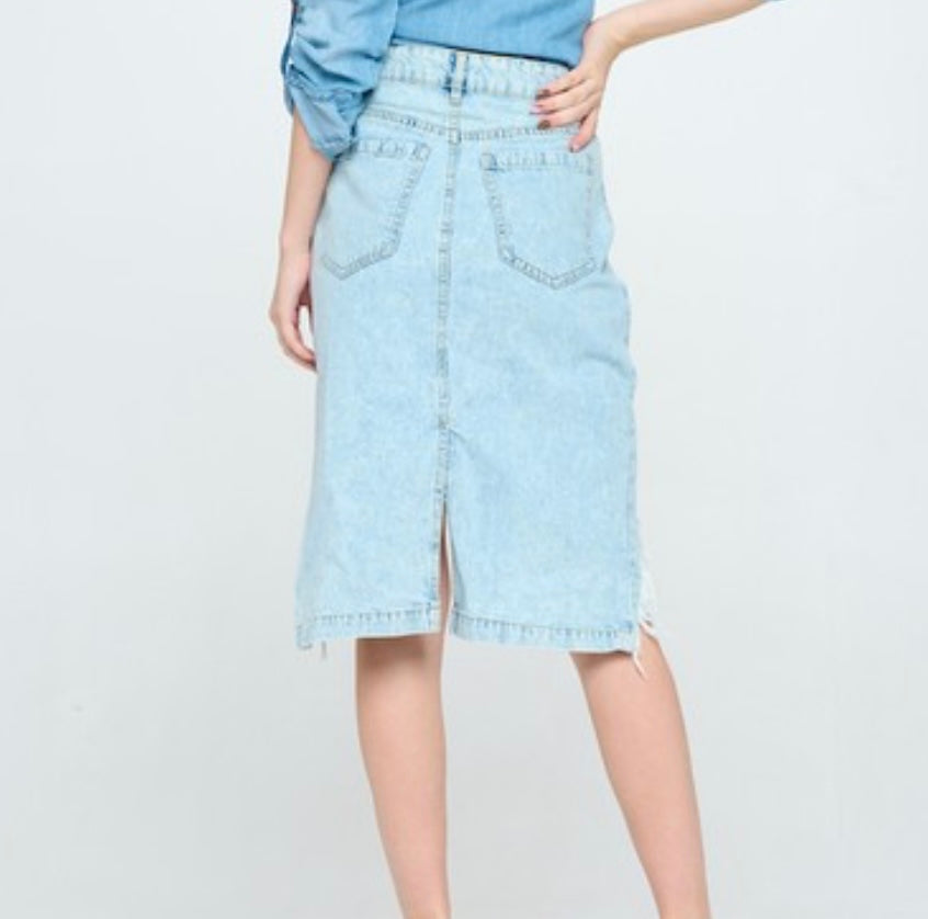 Hayden Distressed Denim Skirt