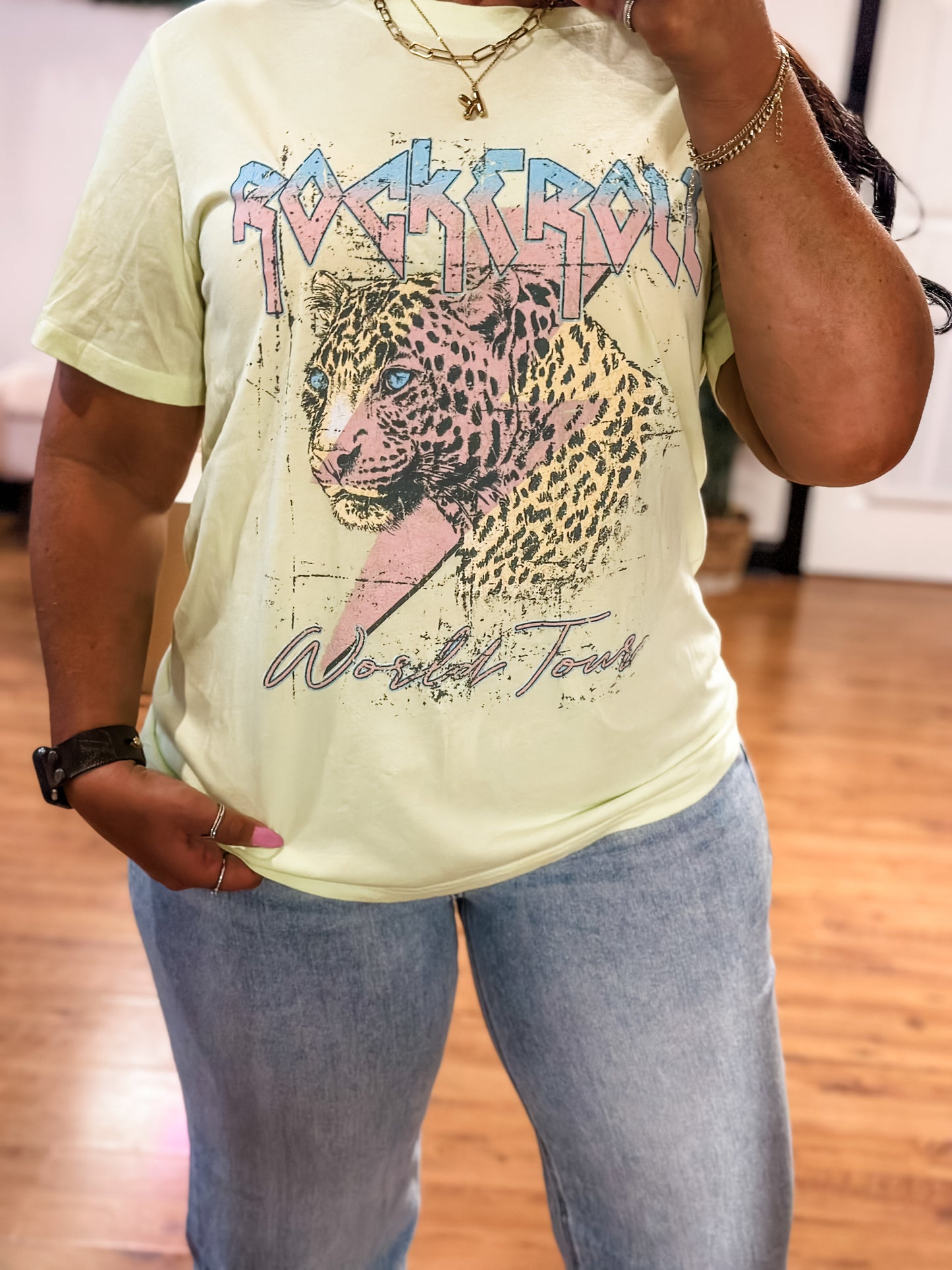 Rock N Roll Leopard Graphic Tee