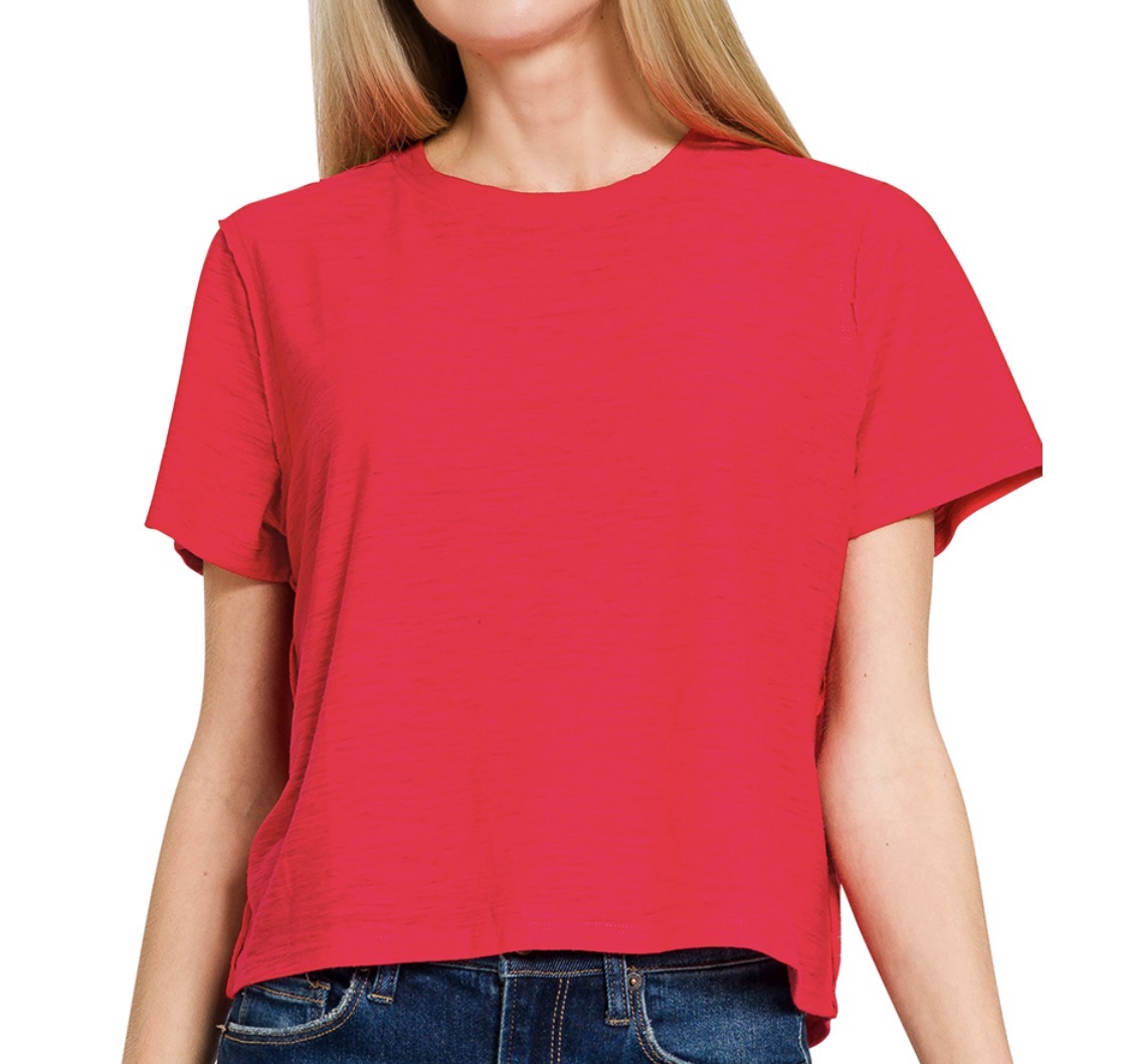 Carefree Slub Tee, Ruby