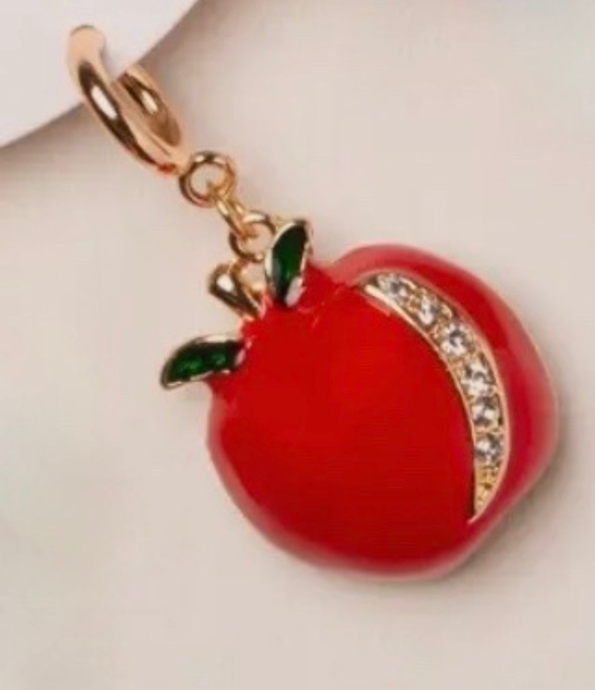 Rhinestone Accented Apple Charm