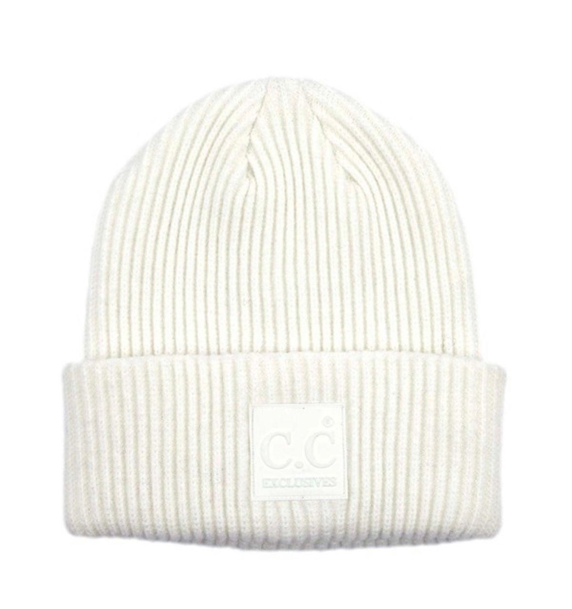 C.C Ribbed Rubber Patch Beanie