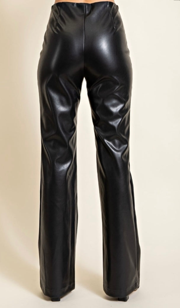 Faux Leather Flare Pants