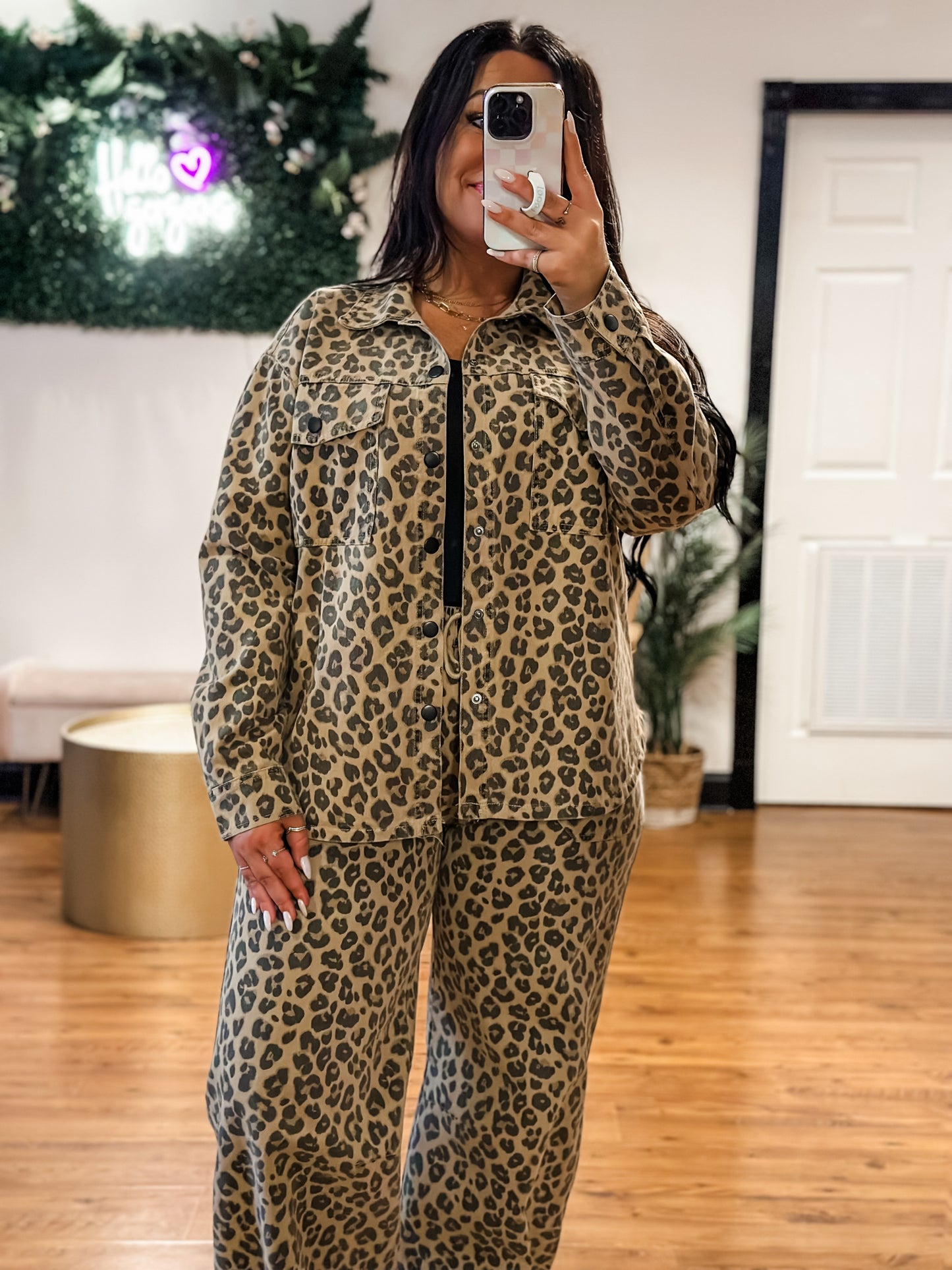 Leopard Print Drawstring Pants