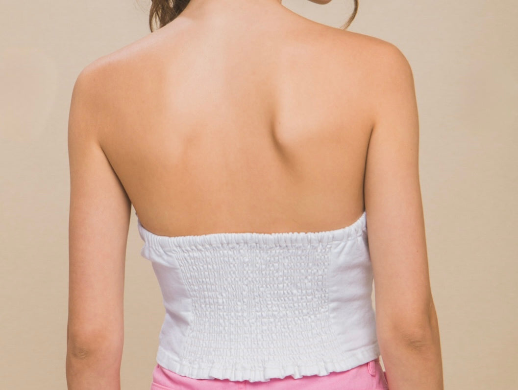 Denim Strapless Crop Top