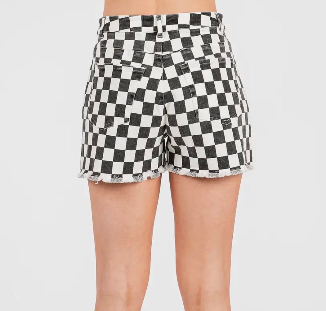 Game Day Checkered Shorts, Black