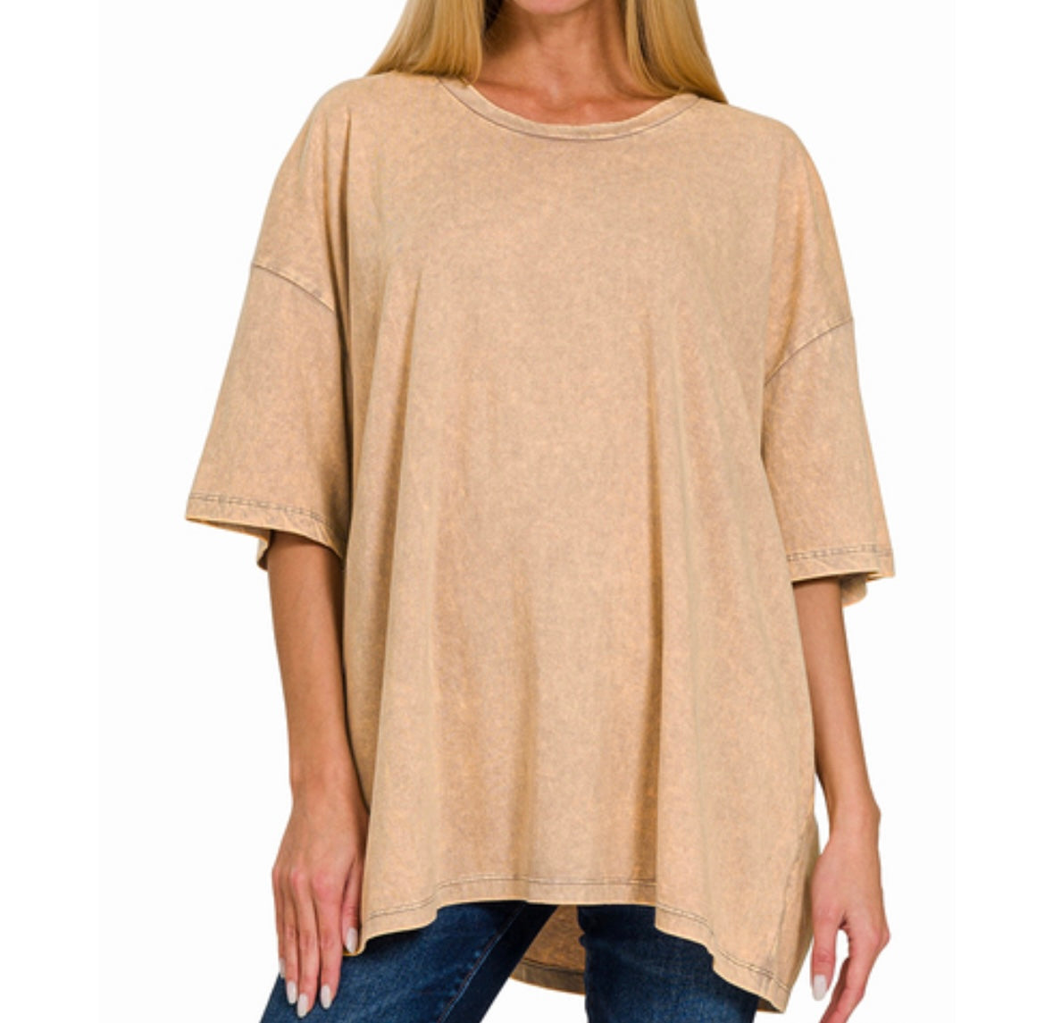 Right Now Acid Wash Boyfriend Tee, Berry