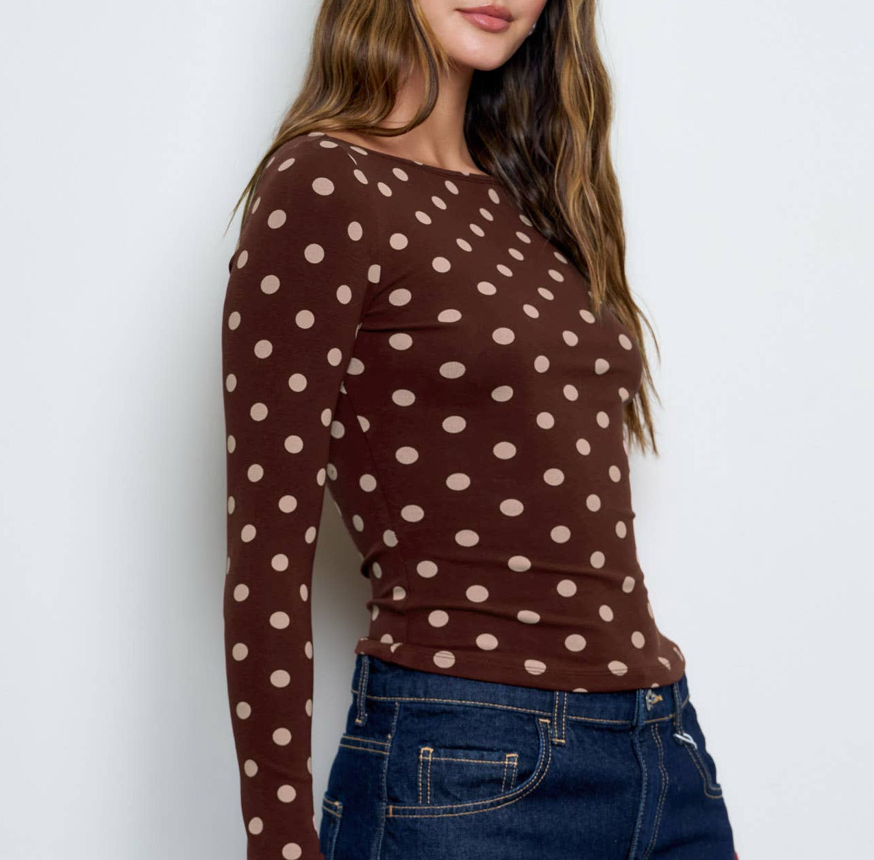 Maple Lane Polka Dot Knit Top