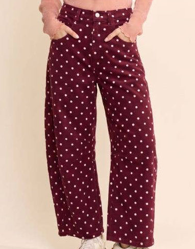 Dot to Dot Polka Dot Barrel Pants