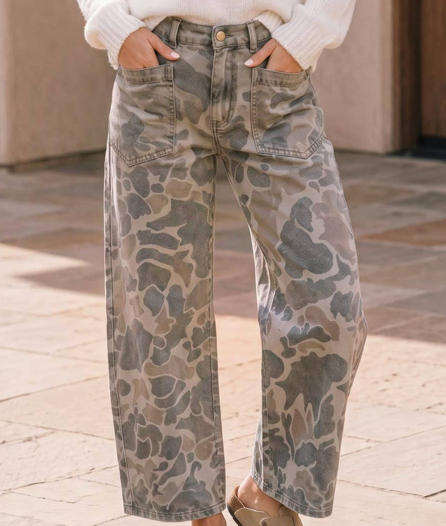 Camo Wide Leg Utility Pants