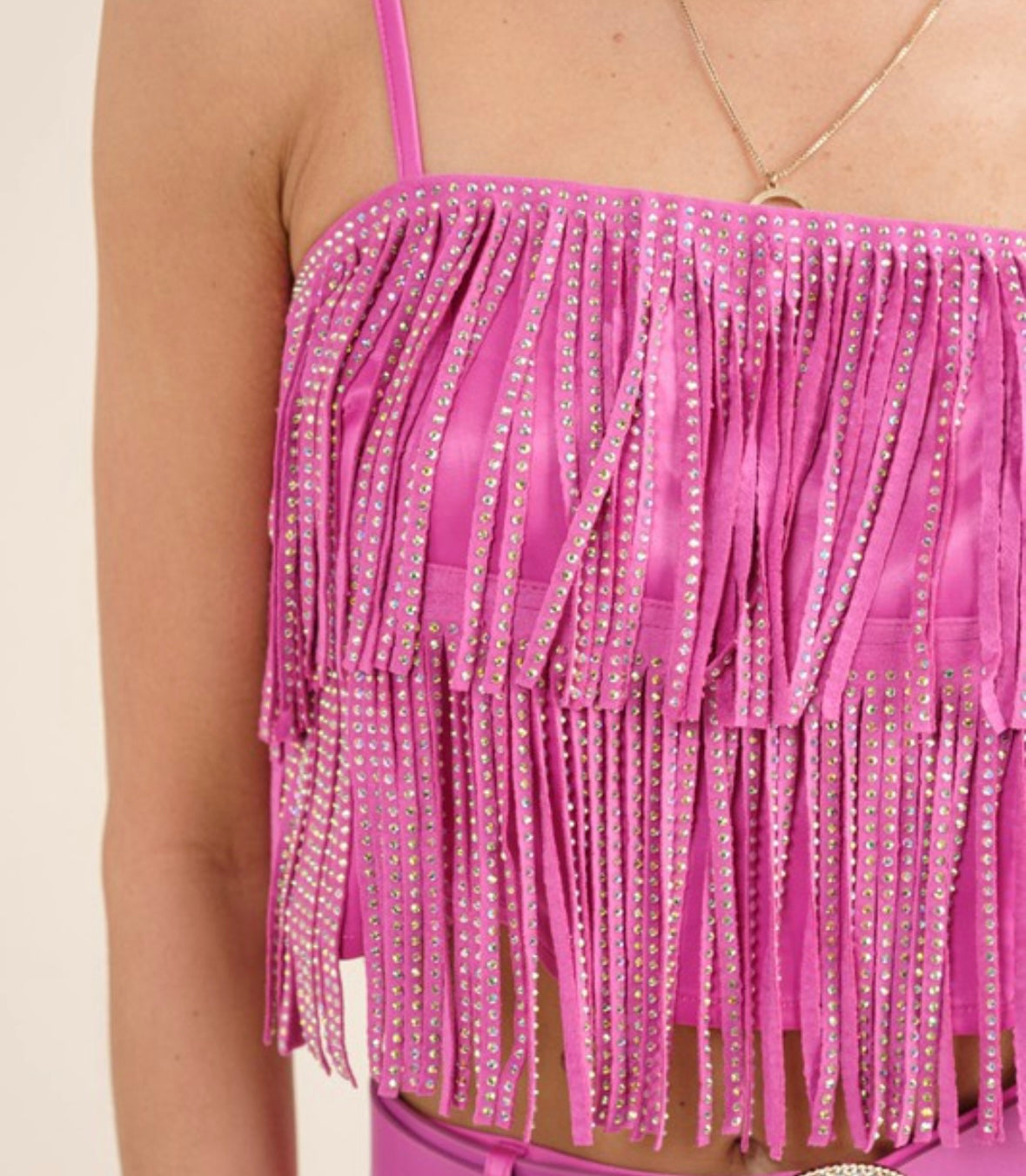 Studded Tiered Fringe Cami