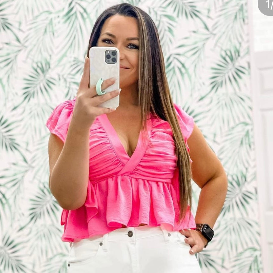 Ruffle Side Zip Blouse