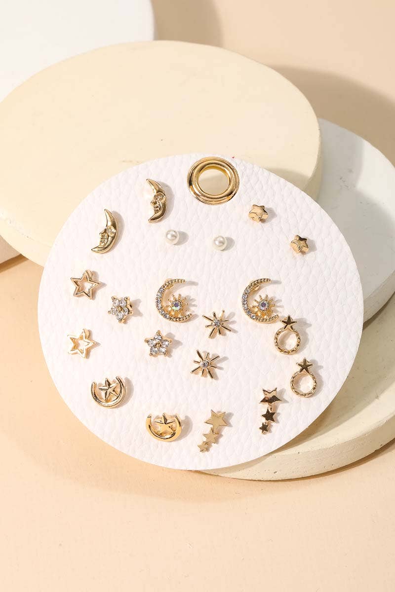 Mini Moon Earrings Set