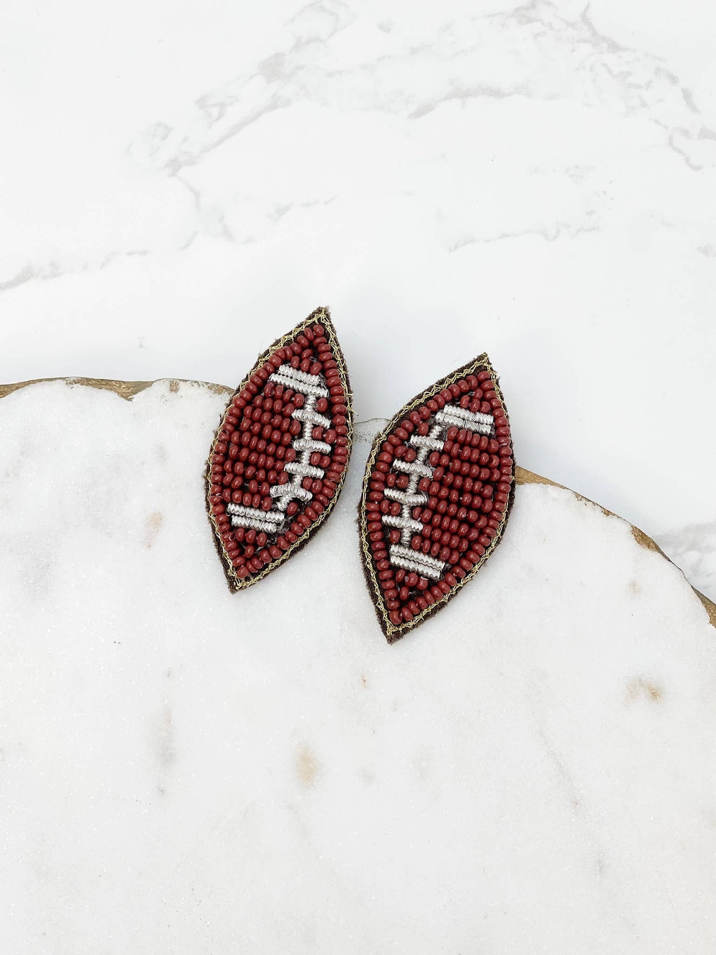 Football Beaded Post Earrings