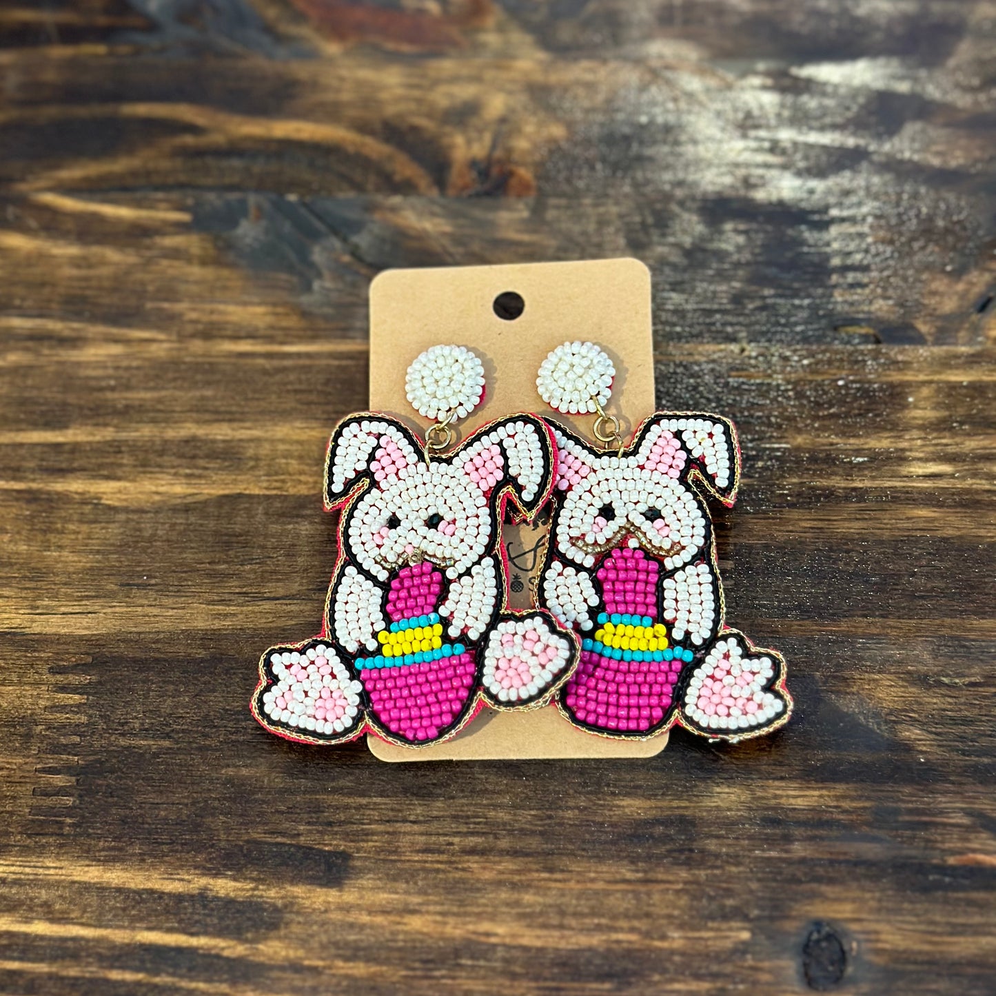 Beaded Bunny Earrings