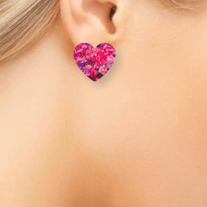 Confetti Heart Studs