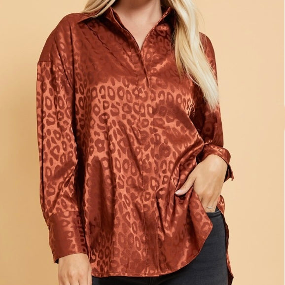 Leopard Satin Shirt