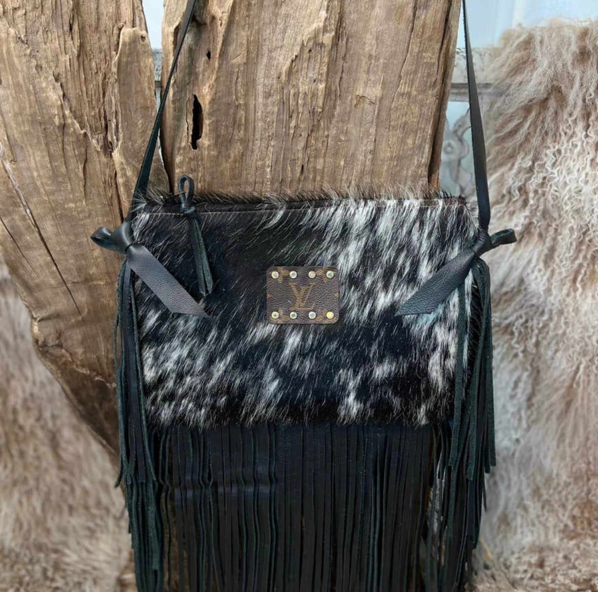 SPECKLED HIDE & LEATHER CROSSBODY