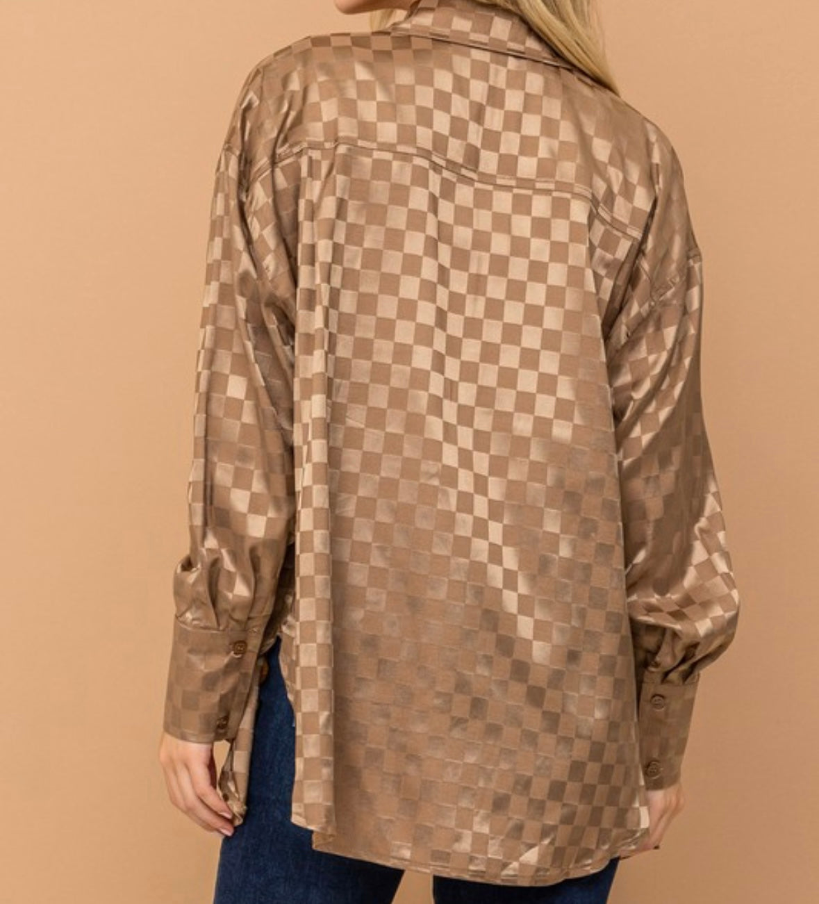 CHECKERED CRAZE SATIN BLOUSE