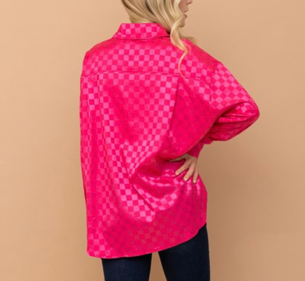 CHECKERED CRAZE SATIN BLOUSE