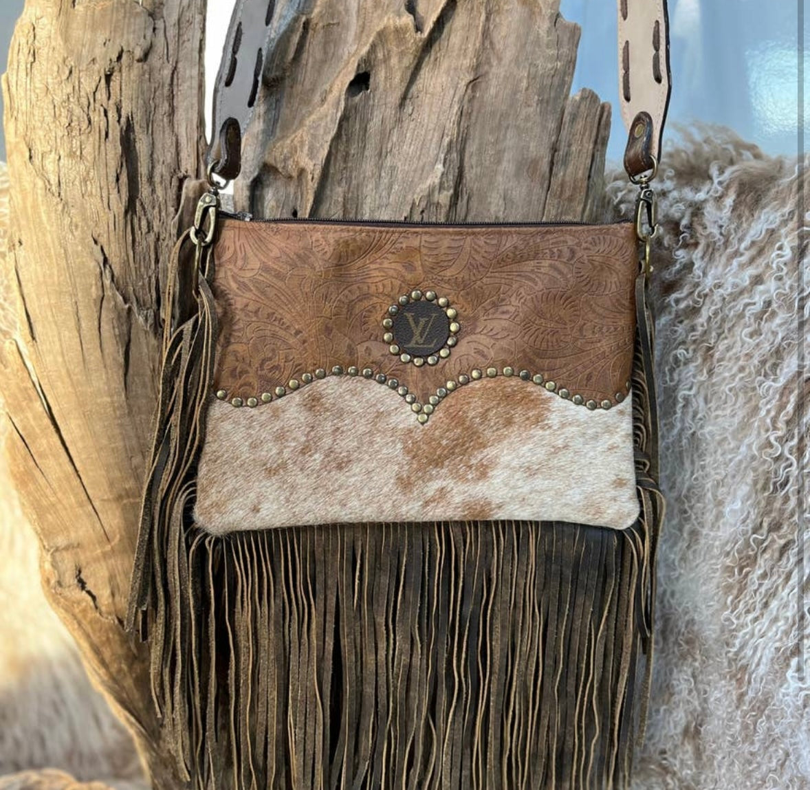 COW PRINT REPURPOSED LV CROSSBODY