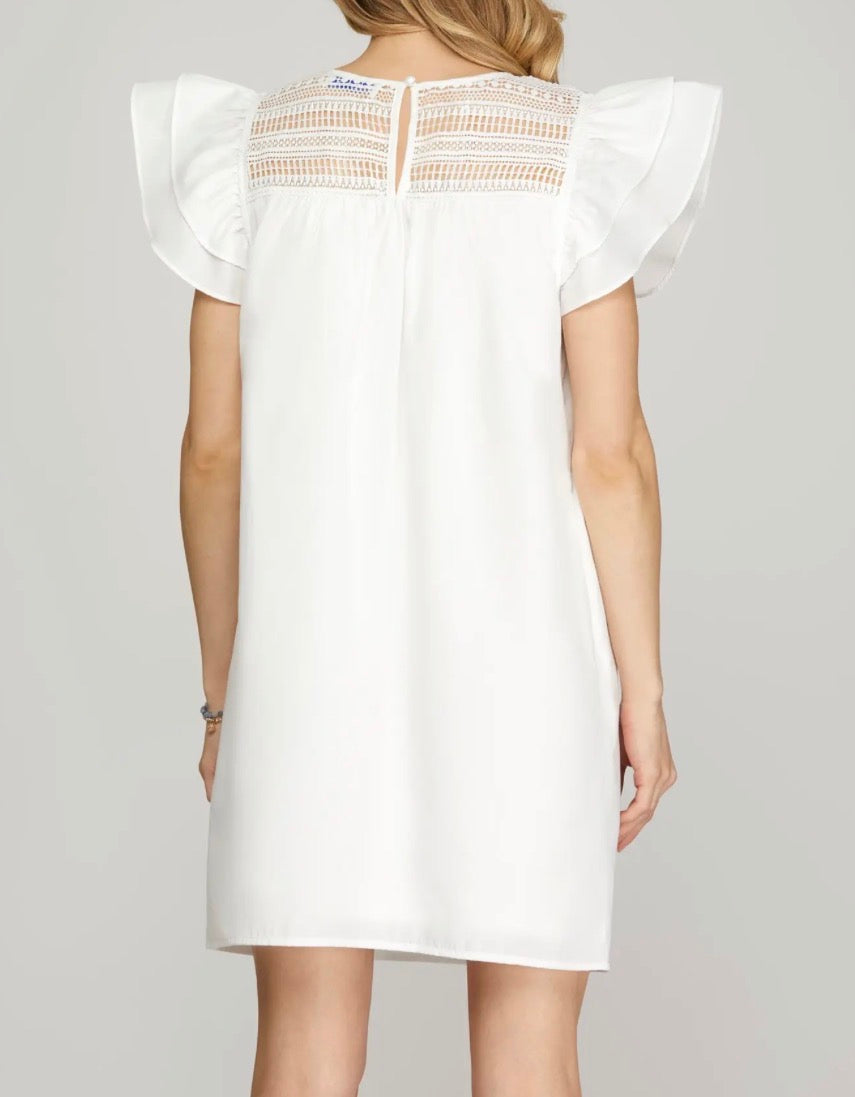 Never Leave Lace Trim Dress