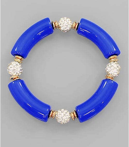 Acetate & Crystal Ball Bead Bracelet