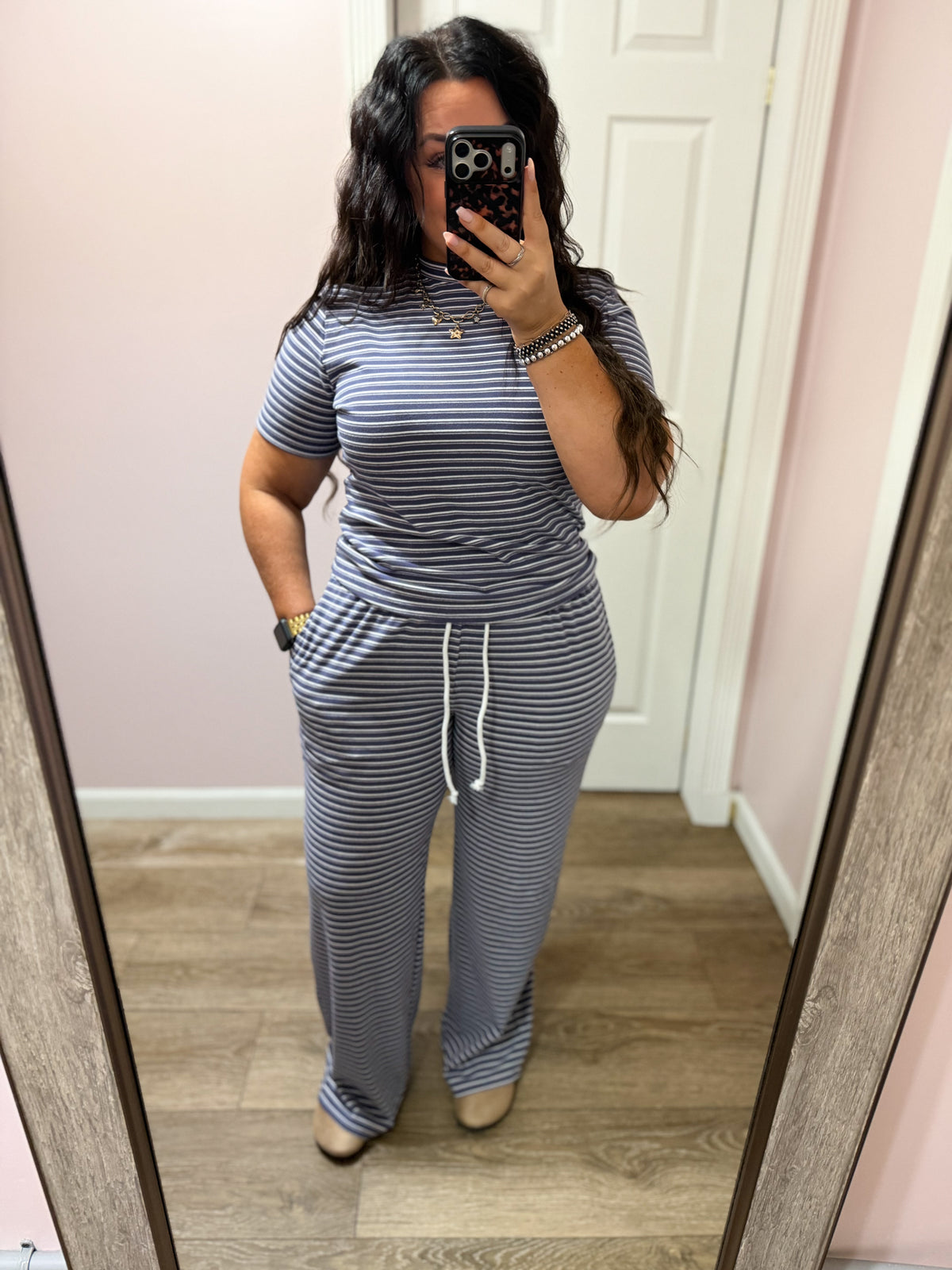 Easy Days Striped Lounge Set, Navy
