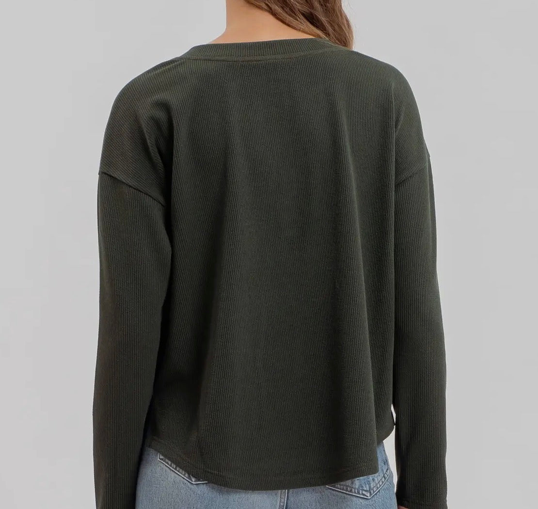 Half Button Down Henley Top