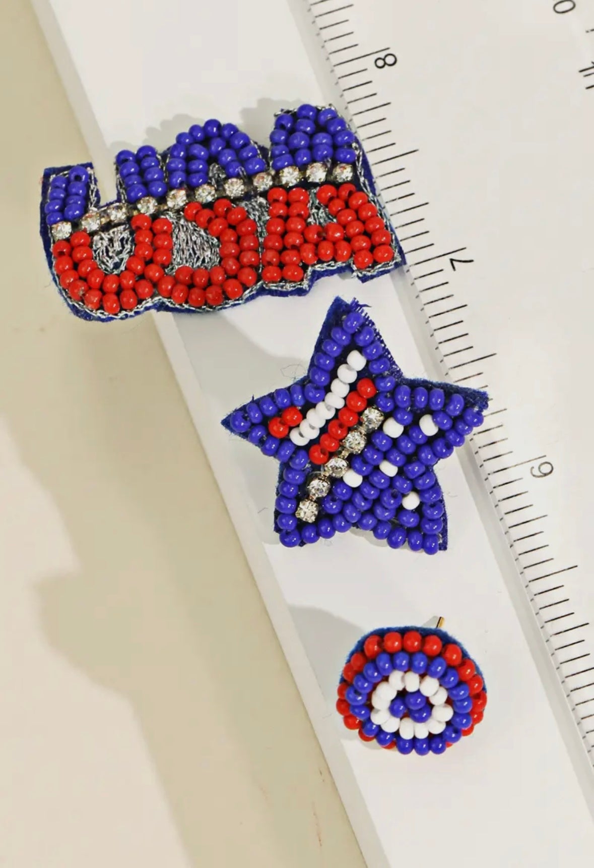 Beaded USA Earrings Set