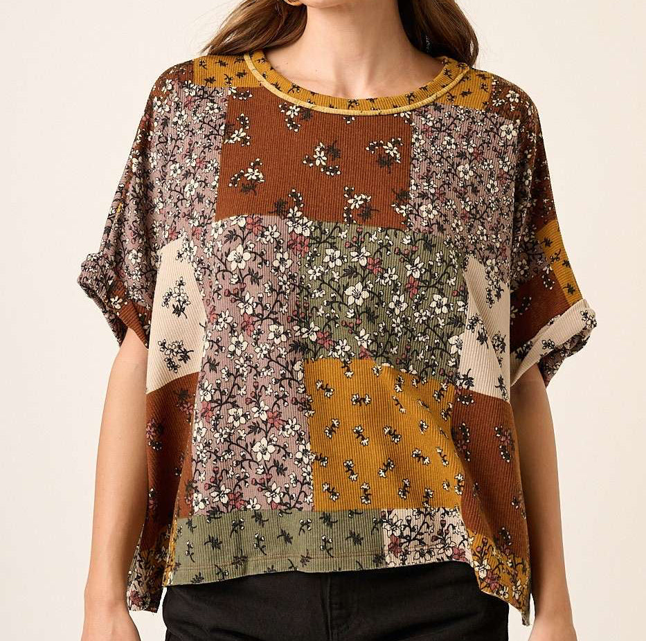 Patch Print Knit Top