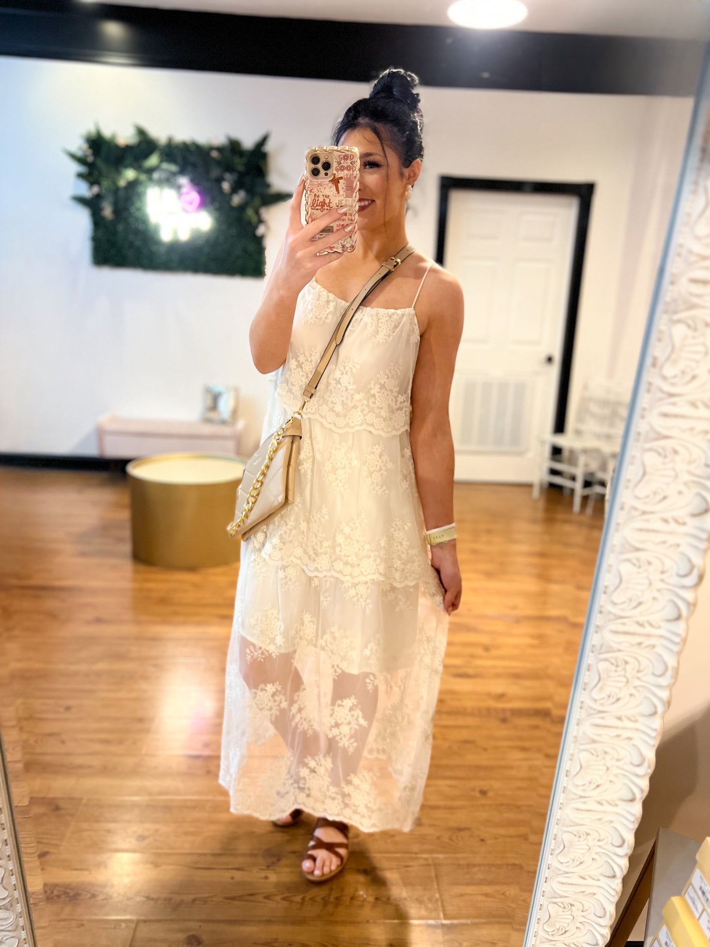Sunset Breeze Floral Tiered Lace Dress