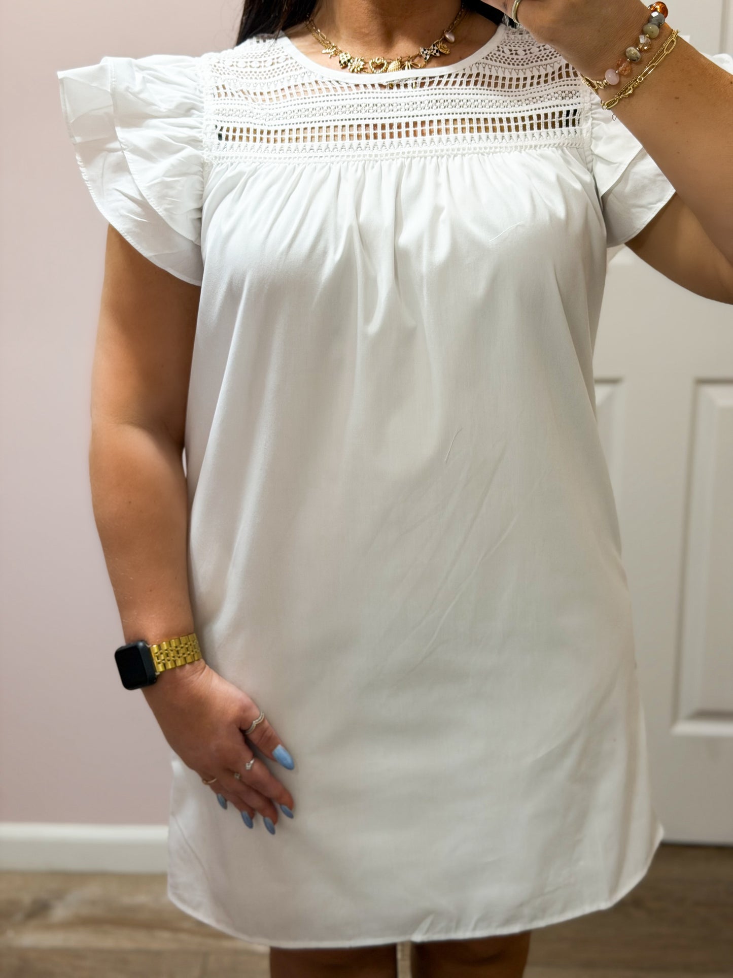 Never Leave Lace Trim Dress
