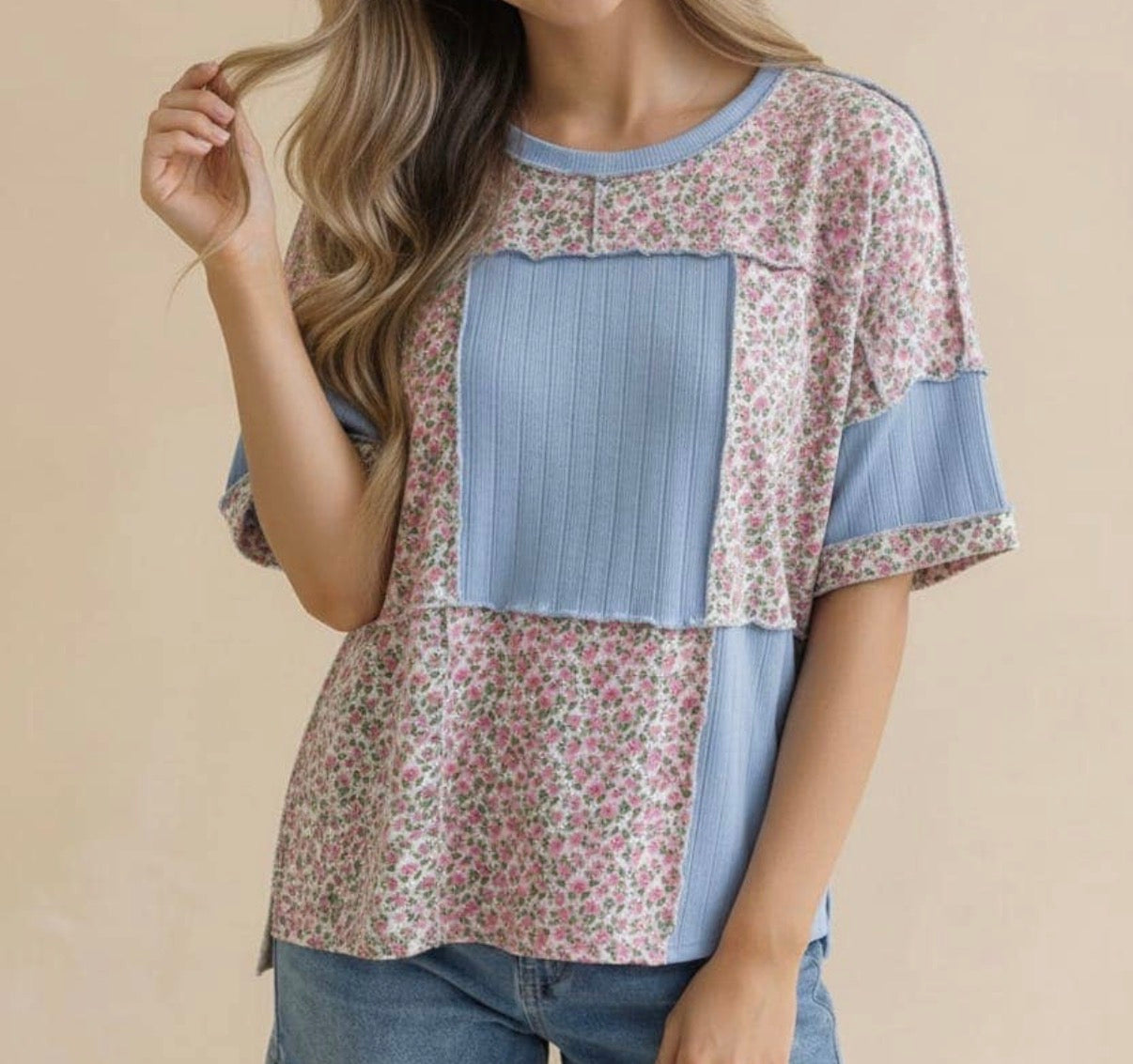 Summer Contrast Patchwork Top