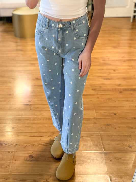 Playful Polka Dot Barrel Jeans